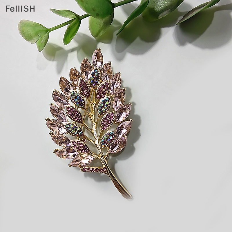 Ghim Cài Áo Kim Loại Hình Chiếc Lá Đính Đá Phong Cách Vintage Thời Trang Cho Nữ 439br