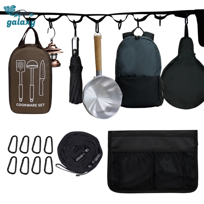 Galaxy Dây Treo Đồ 6.5m 16 Vòng Kèm 8 Móc Carabiner Tiện Dụng Cho Hoạt Động Ngoài Trời