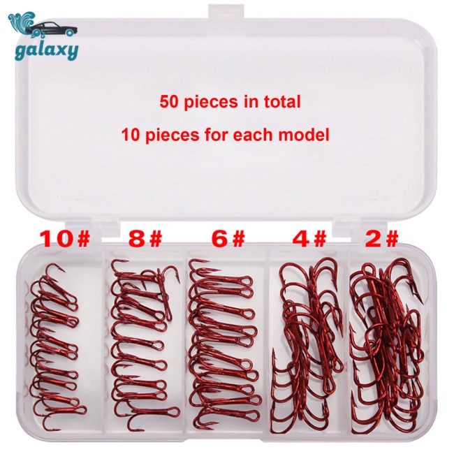 Galaxy Set 50 Lưỡi Câu Cá Bằng Thép Carbon Chất Lượng Cao #2 #4 #6 #8 #Set 10 Phụ Kiện Câu Cá Chuyên Dụng Chất Lượng Cao