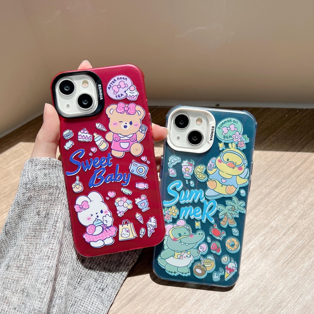 Ốp Điện Thoại Tpu Silicon Mềm Trong Suốt In Hoạt Hình Kèm Dây Đeo Chéo Cho iPhone 14 13 12 11 Pro Max