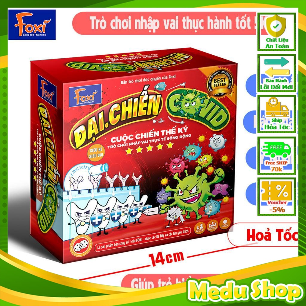 Boardgame-Đại chiến Covid Foxi-game nhập vai chân thực-hấp dẫn, kết nối bạn bè-gia đình Shop Đồ Chơi MeduShop