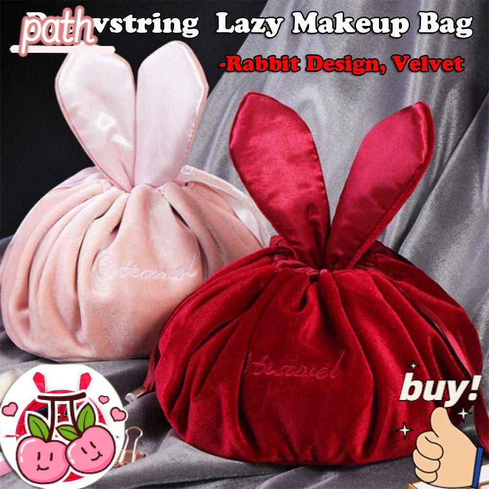 PATH Túi Đựng Đồ Trang Điểm Bằng Vải Nhung Họa Tiết Tai Thỏ Xinh Xắn Dành Cho Nữ
