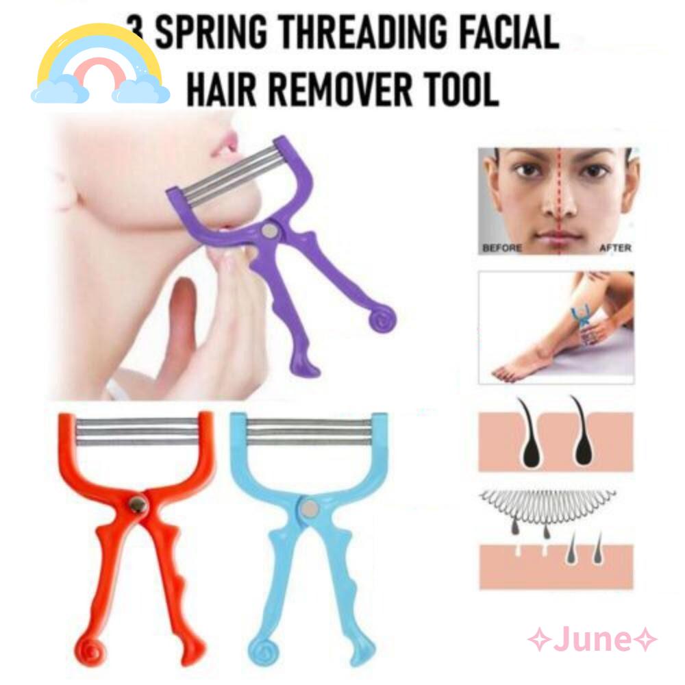 JUNE Set 2 Dụng Cụ Tẩy Lông Mặt 3 Lò Xo Bằng Thép Không Gỉ An Toàn