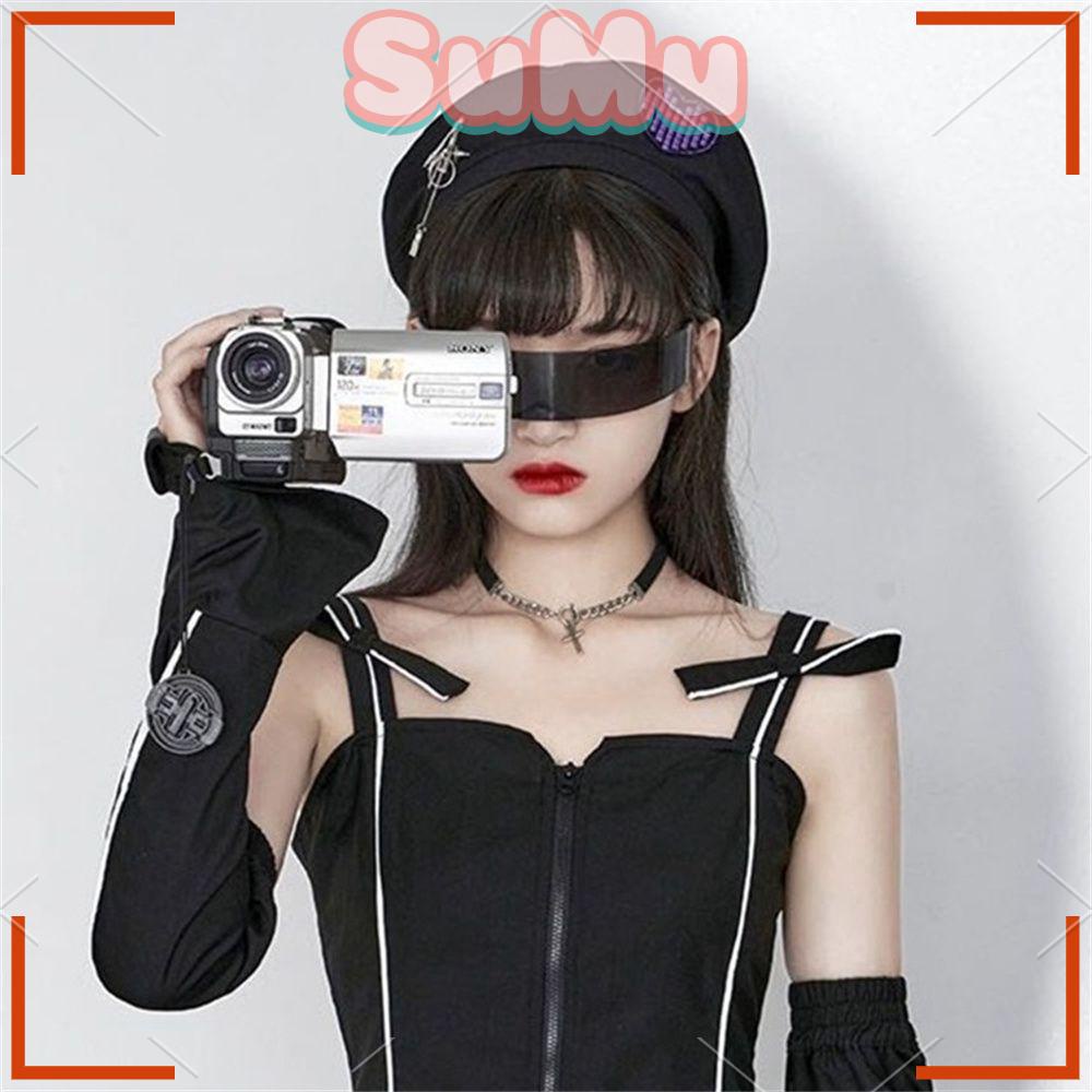 SUMU Mũ Beret Phối Dây Xích Thêu Trái Tim Phong Cách Harajuku Anh Quốc