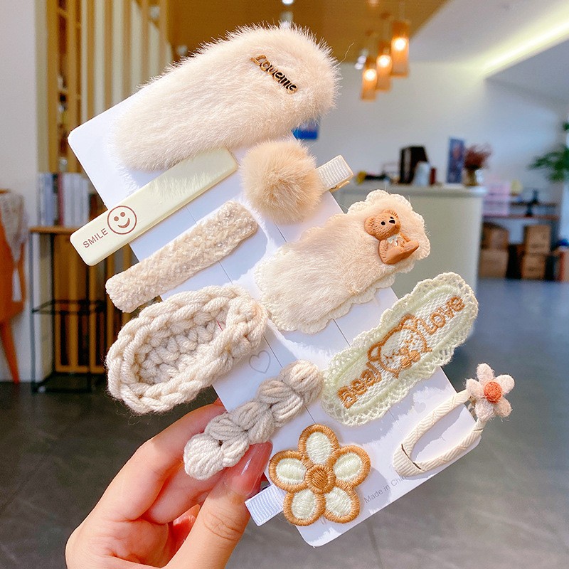 Bộ Kẹp Tóc Vải Bông Công Chúa Hoạt Hình Dễ Thương Thời Trang Thu Đông Cho Bé Gái