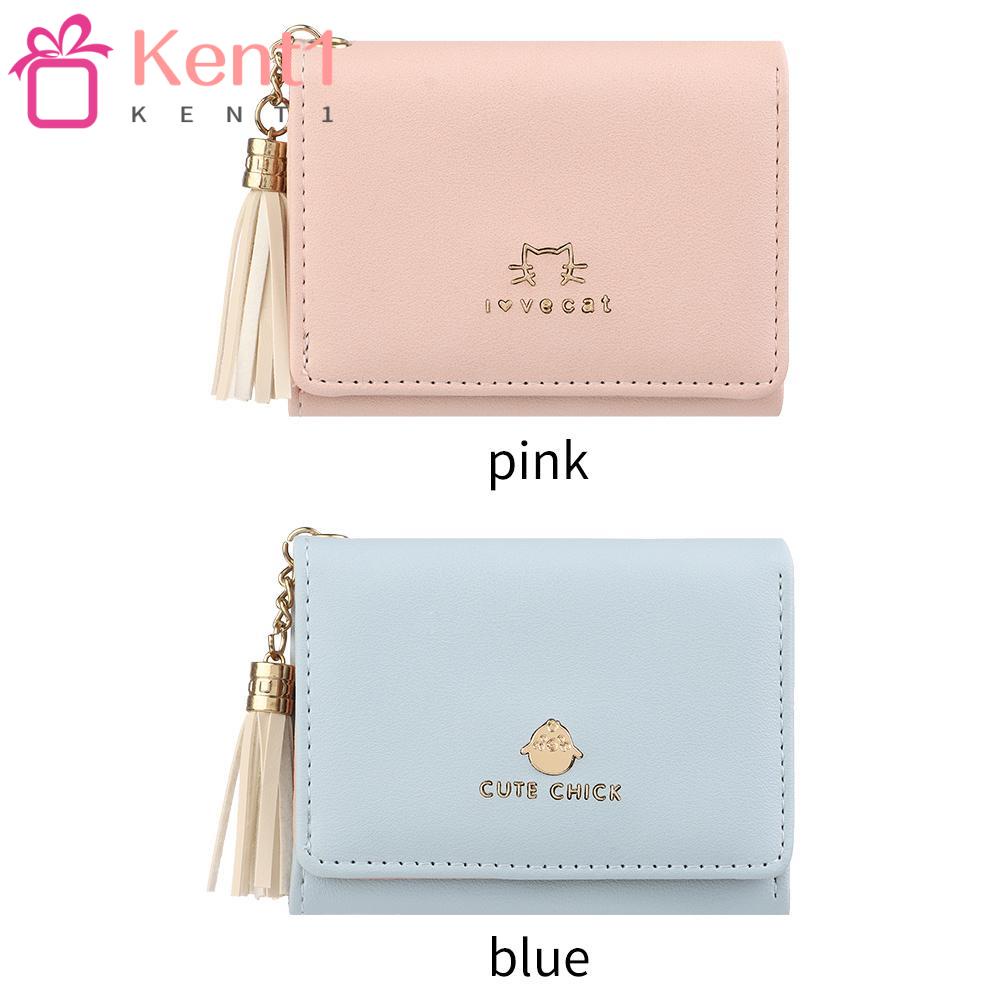 KENT1 Ví Đựng Thẻ Nhiều Ngăn Đính Tua Rua Thời Trang Giá Đỡ