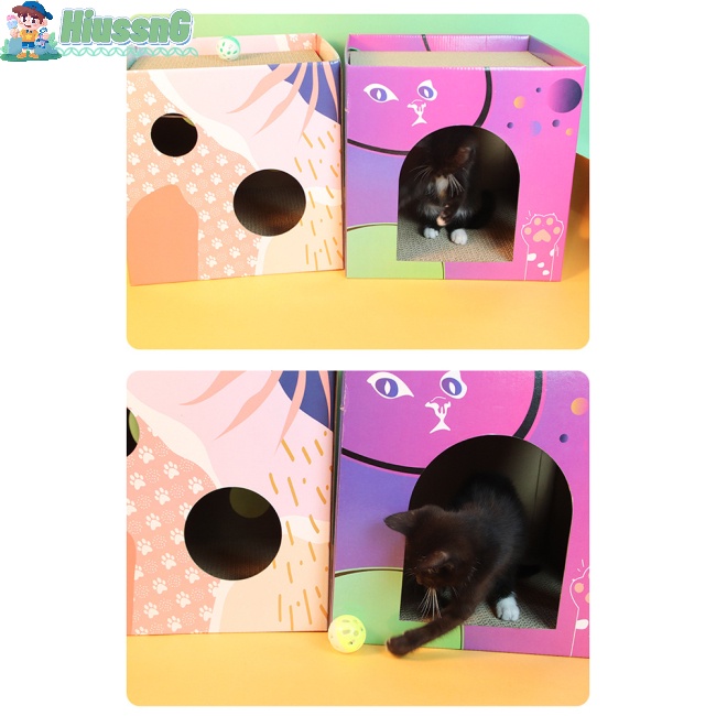 Giường Ngủ Cho Mèo Hai Lớp Bằng Giấy Gợn Sóng Chống Trầy Xước Chống Mài Mòn Đa Năng