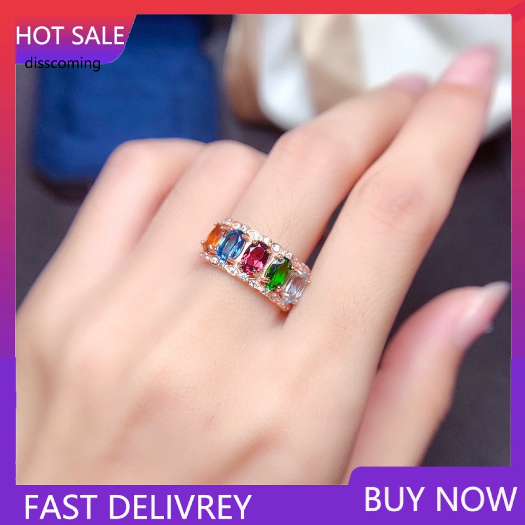 Băng Đô SL SL SL SL| Nhẫn Dạng Hở Đính Pha Lê Tự Nhiên Nhiều Màu Sắc Cho Nữ