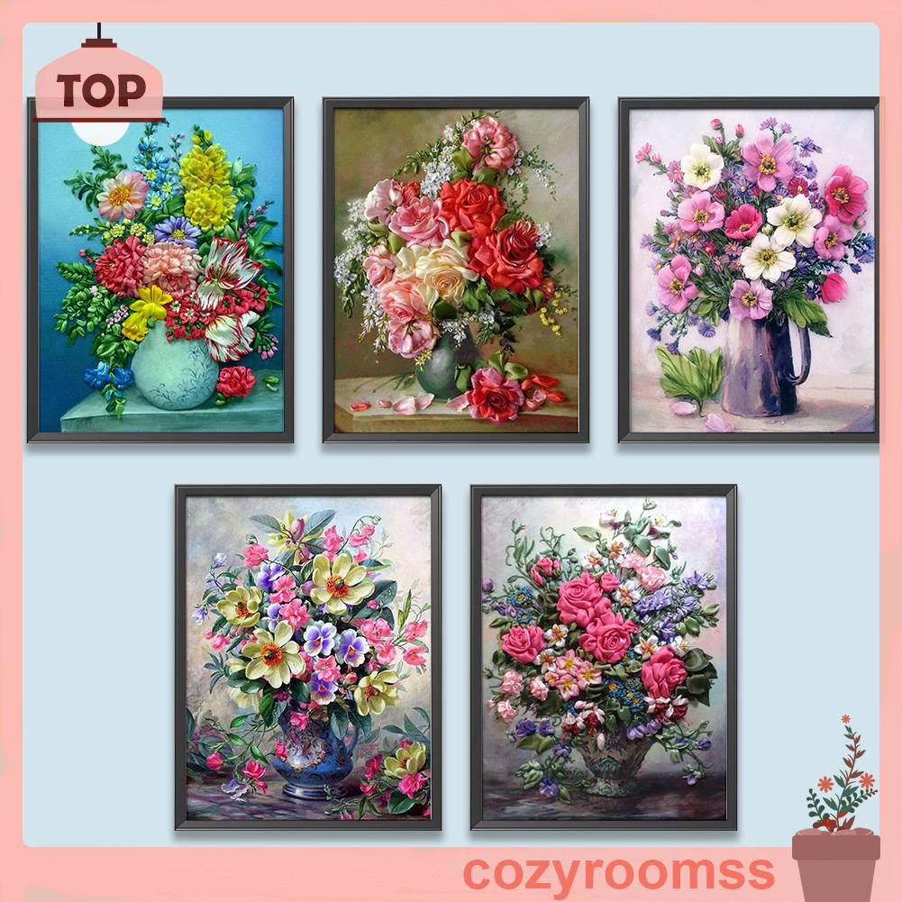 Tranh Đính Đá Kim Cương Toàn Bộ 5D DIY Hình Vẽ Hoa Trang Trí Nhà Cửa