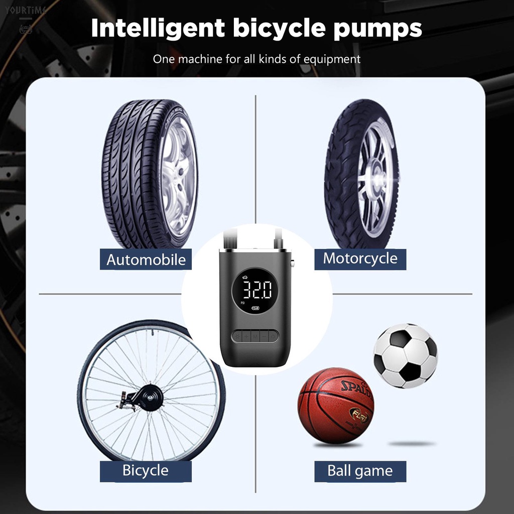 Máy Bơm Lốp Xe Đạp Kỹ Thuật Số Không Dây 150PSI 4000mAh Có Đèn LED
