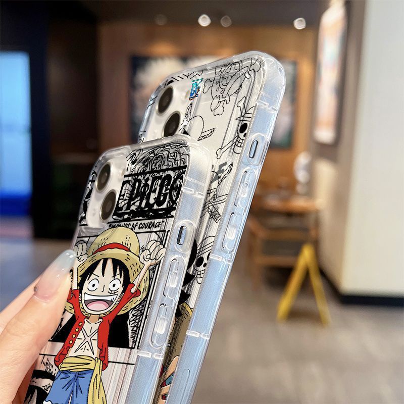 Mềm Ốp Điện Thoại Silicon Dẻo Trong Suốt Họa Tiết Hoạt Hình one piece luffy Cho iphone 15 pro max 14 13 12 11 pro 15 plus