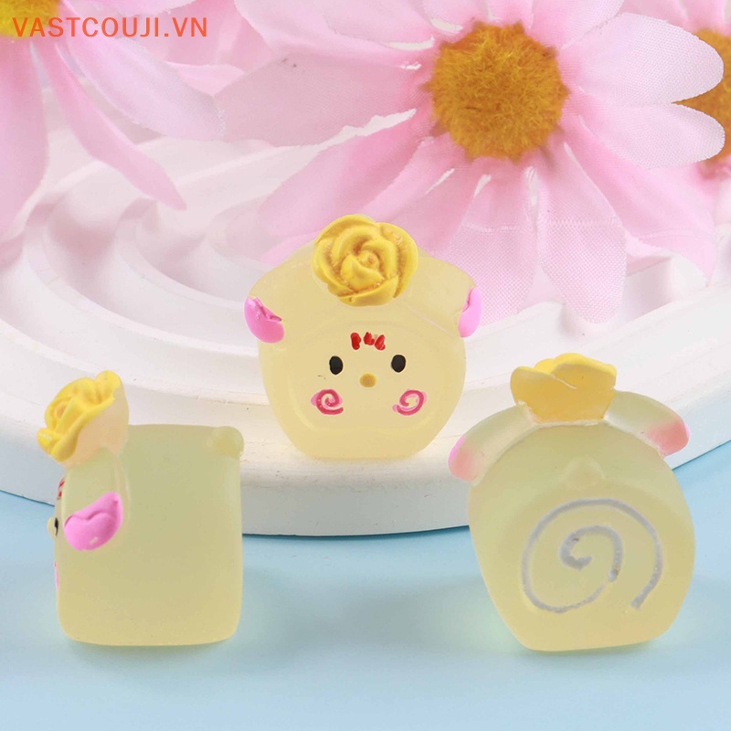Bộ 5 Bánh Kem Dạ Quang Mini Bằng Nhựa Resin DIY Trang Trí Nhà Búp Bê VASTJI