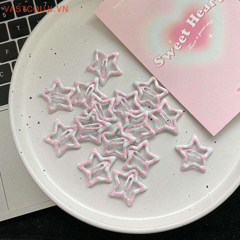 Set 2 Kẹp Tóc Hình Ngôi Sao Năm Cánh Màu Kẹo Ngọt Phong Cách Harajuku Dễ Thương Cho Nữ VN