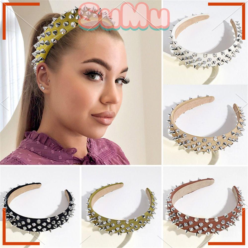 SUMU Băng Đô Cài Tóc Bằng Da PU Dày Co Giãn Cho Nữ