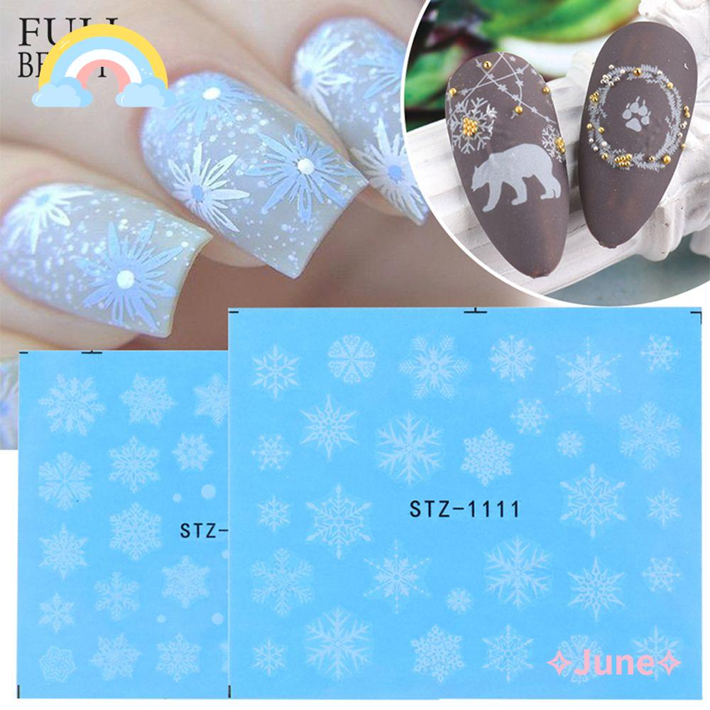 JUNE Set 16 Tấm Decal Nước Dán Móng Hoạ Tiết Giáng Sinh