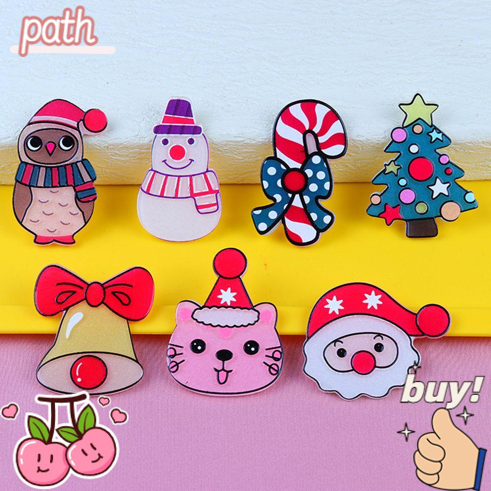PATH Ghim Cài Áo Bằng Acrylic Họa Tiết Giáng Sinh Thời Trang