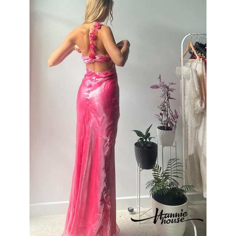 Hannie-đầm Nữ Hở Lưng Họa Tiết Hoa 3D