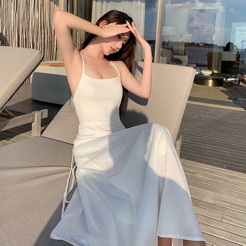 Đầm Hở Lưng Màu Trắng Phong Cách Thời Trang Pháp Dành Cho Nữ