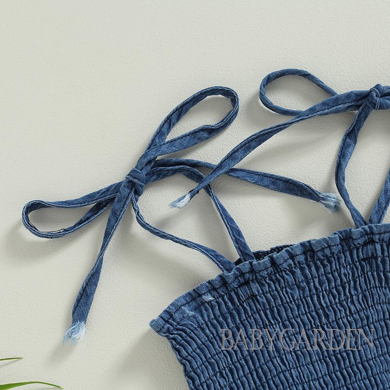 Bộ Áo Liền Quần Denim Không Tay Màu Sắc Thời Trang Mùa Hè Dành Cho Bé Gái 0-18 Tháng Tuổi