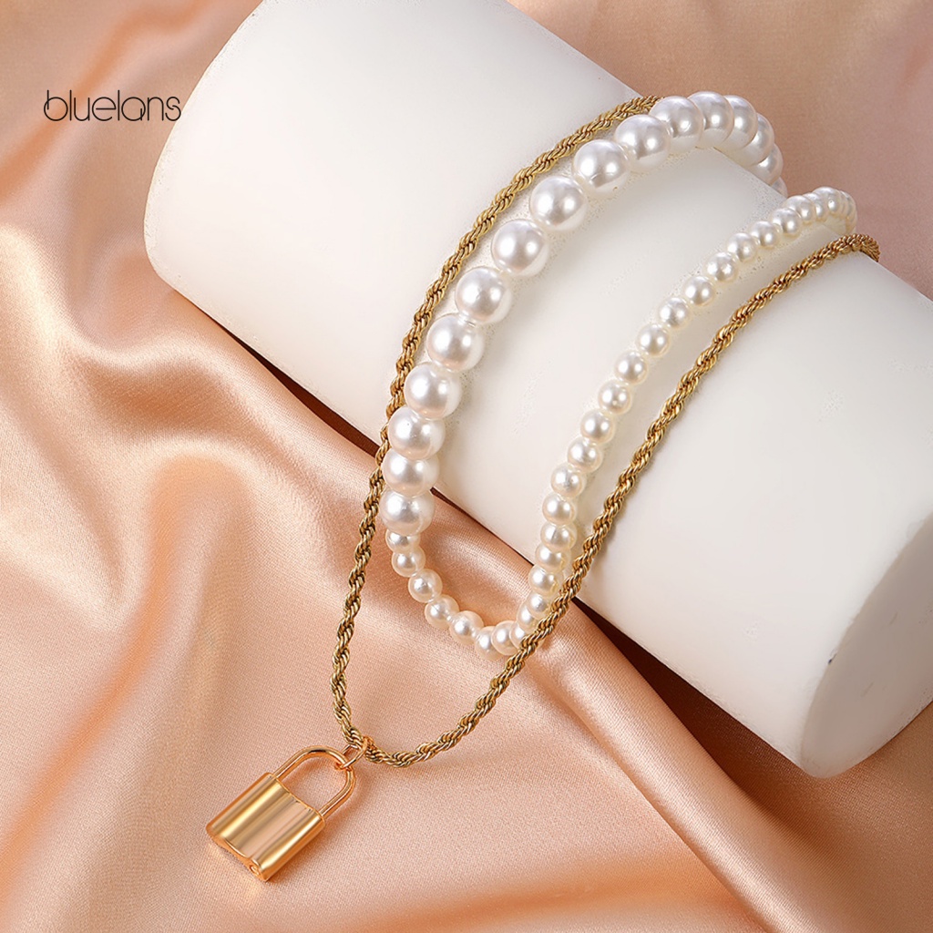 Vòng cổ Hai Lớp Đính Ngọc Trai Nhân Tạo Thời Trang Dành Cho Nữ