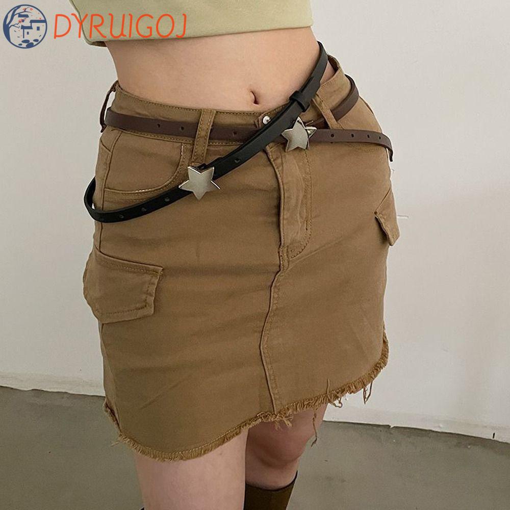 DYRUIDOJ Thắt Lưng Da PU Khóa Kim Loại Y2K Thời Trang Cho Nam Nữ