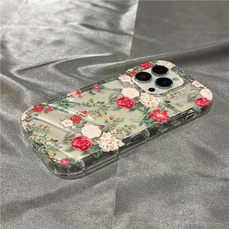 Ốp Điện Thoại Mềm Trong Suốt Họa Tiết Hoa Retro Cho Iphone 7 Xr Plussins 8I 14 Pro Max 1312 / 11 / 8GT5