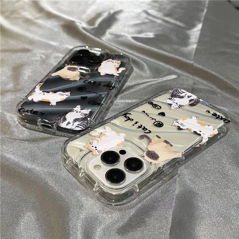 Ốp Điện Thoại Mềm Trong Suốt Họa Tiết Mèo / Cá Dễ Thương Cho iPhone14promax 1312 / 11 7 / 8plus xr / sins GY2W