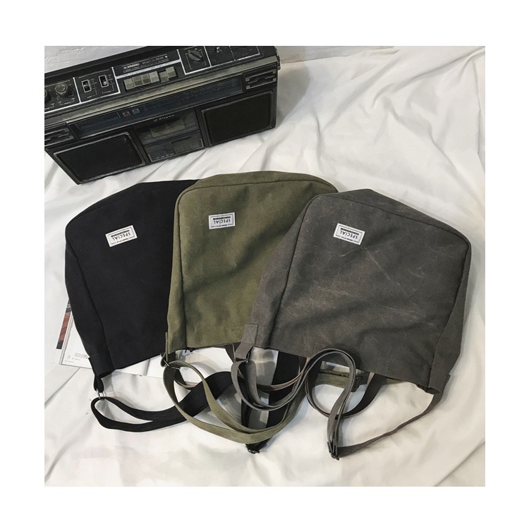 Túi đeo vai thủy triều nhãn hiệu nước giặt vải bạt nghiêng túi xách cũ đơn giản    笔记