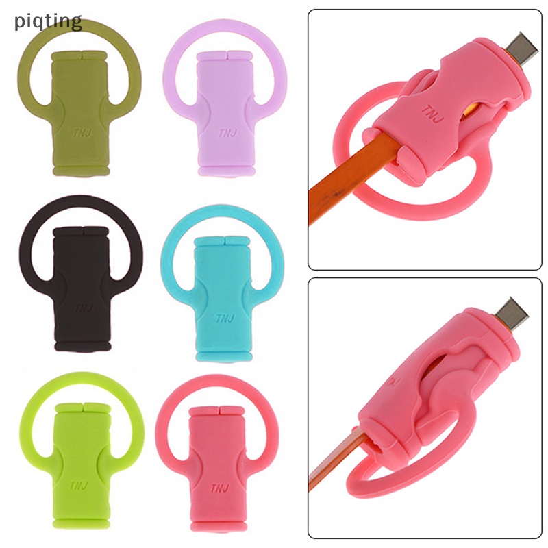 Piqt 1 Phụ Kiện Bảo Vệ Dây Cáp 2 Trong 1 Bằng Silicon Mềm Nhiều Màu Sắc