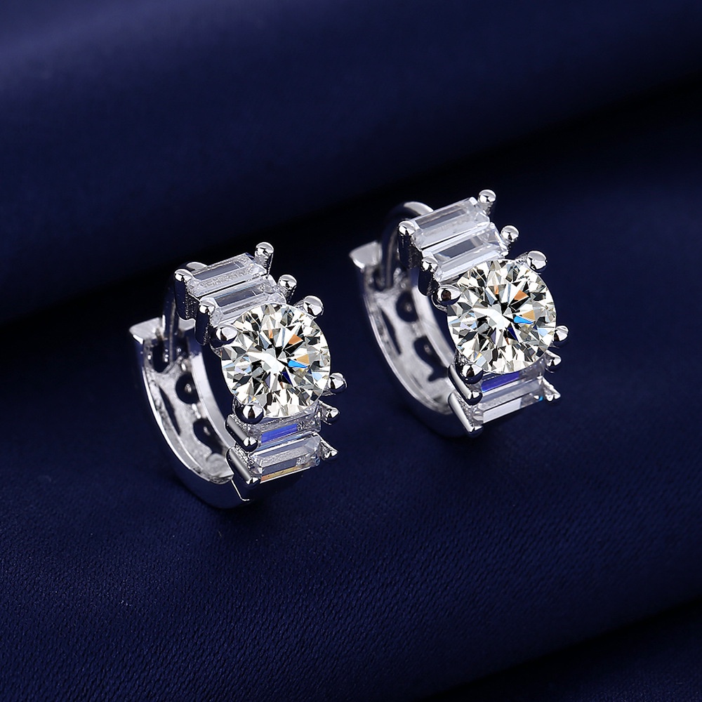 Bông Tai Kẹp Đính Kim Cương Trắng Đơn Giản Thanh Lịch Ins