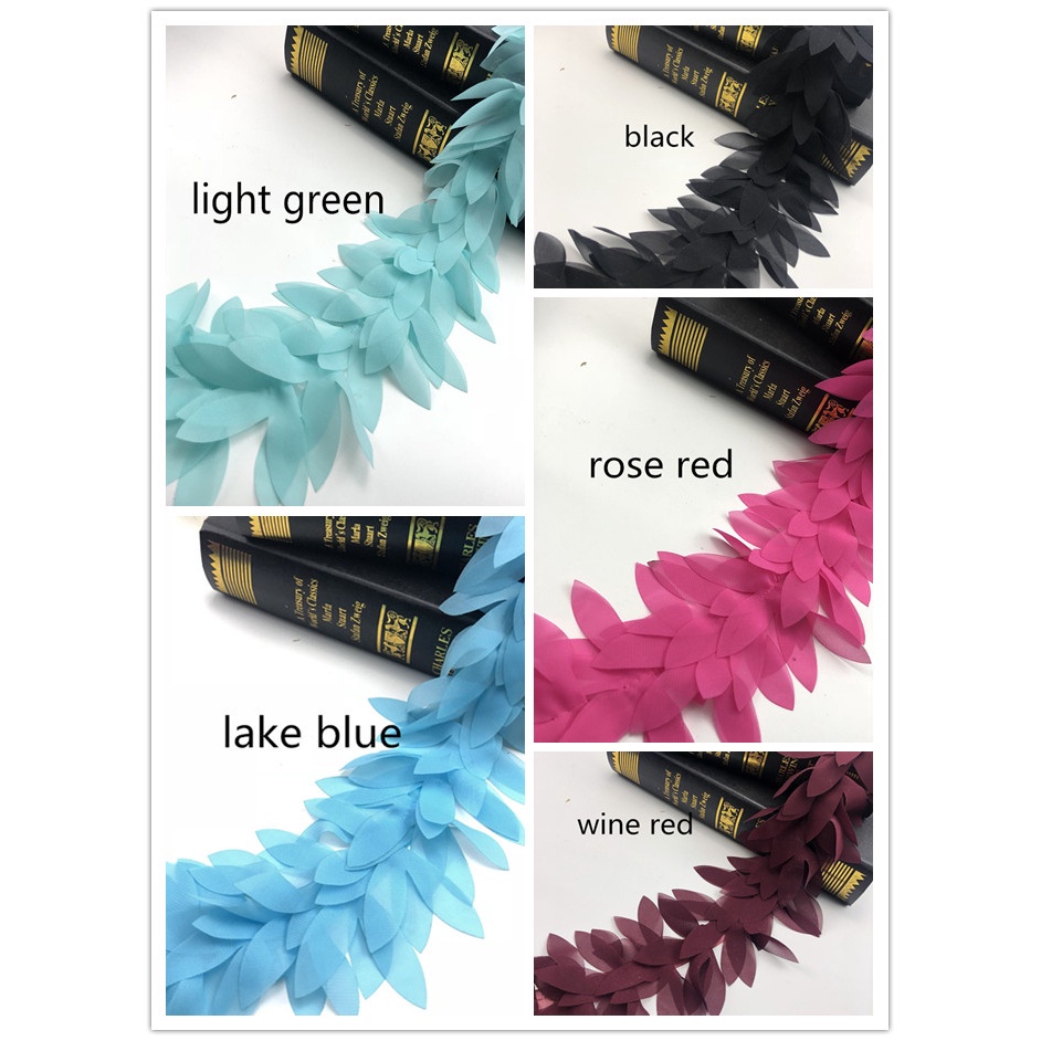 Trendy Lovely 3D Leaves Lace Flower Chiffon Flowers Trim Lace Fabric Ribbon Diy Sewing Accessories DIY Trim Garment Sewing Accessories LY
