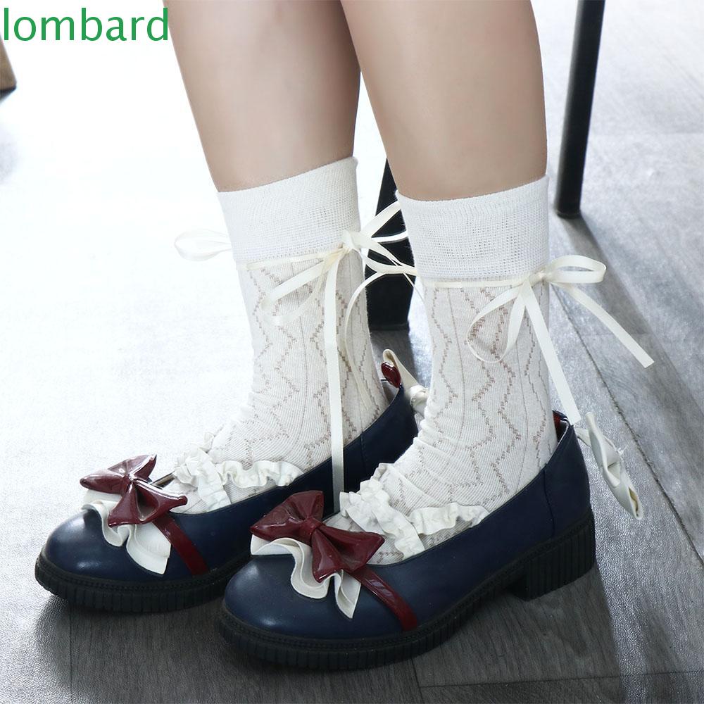 LOMBARD Tất Dài Thoáng Khí Đính Nơ Thời Trang Cho Nữ