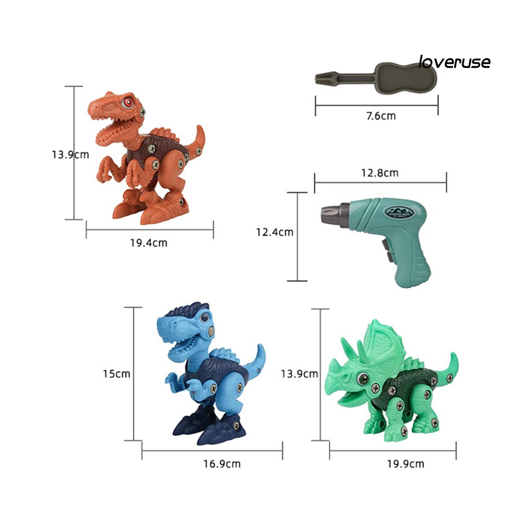 1 Bộ Đồ Chơi Lắp Ráp Mô Hình Khủng Long Hoạt Hình Đáng Yêu Kèm Đai Ốc