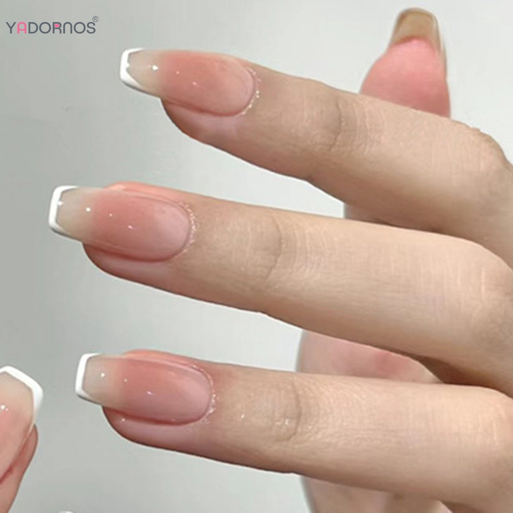 Móng tay giả YADORNOS màu trắng tự nhiên không vỡ phong cách Pháp đơn giản độc đáo