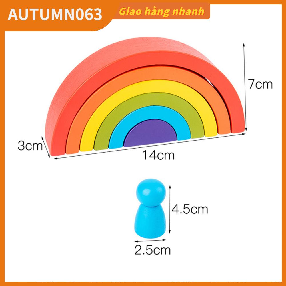 Autumn063 Đồ chơi xếp chồng bằng gỗ Arch cho trẻ mới biết đi Giáo dục đầy màu sắc Nhận