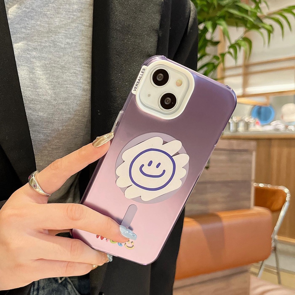 Ốp Điện Thoại Tpu Mềm Nhám Trong Suốt In Họa Tiết Mặt Cười Có Nam Châm Cho iPhone 14 Pro Max 13 12 11