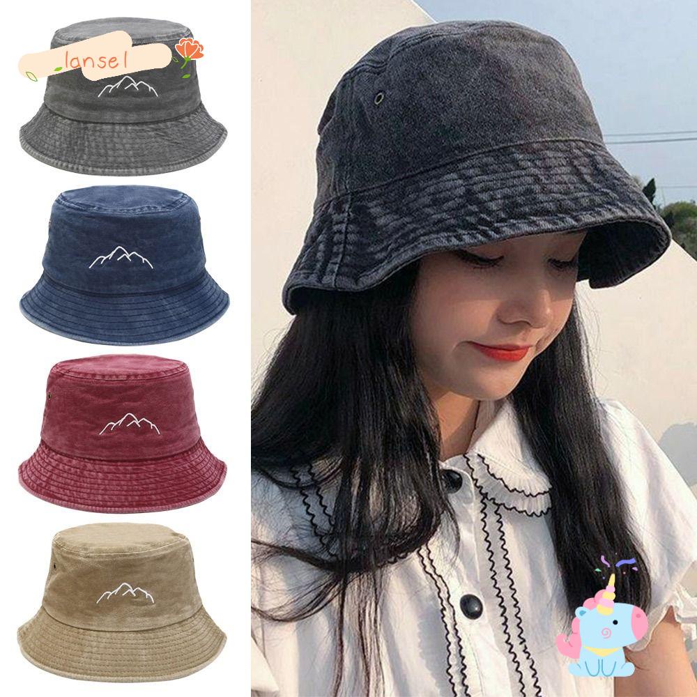 LANSEL Mũ Bucket Chất Liệu Denim Mềm Cao Cấp Thời Trang