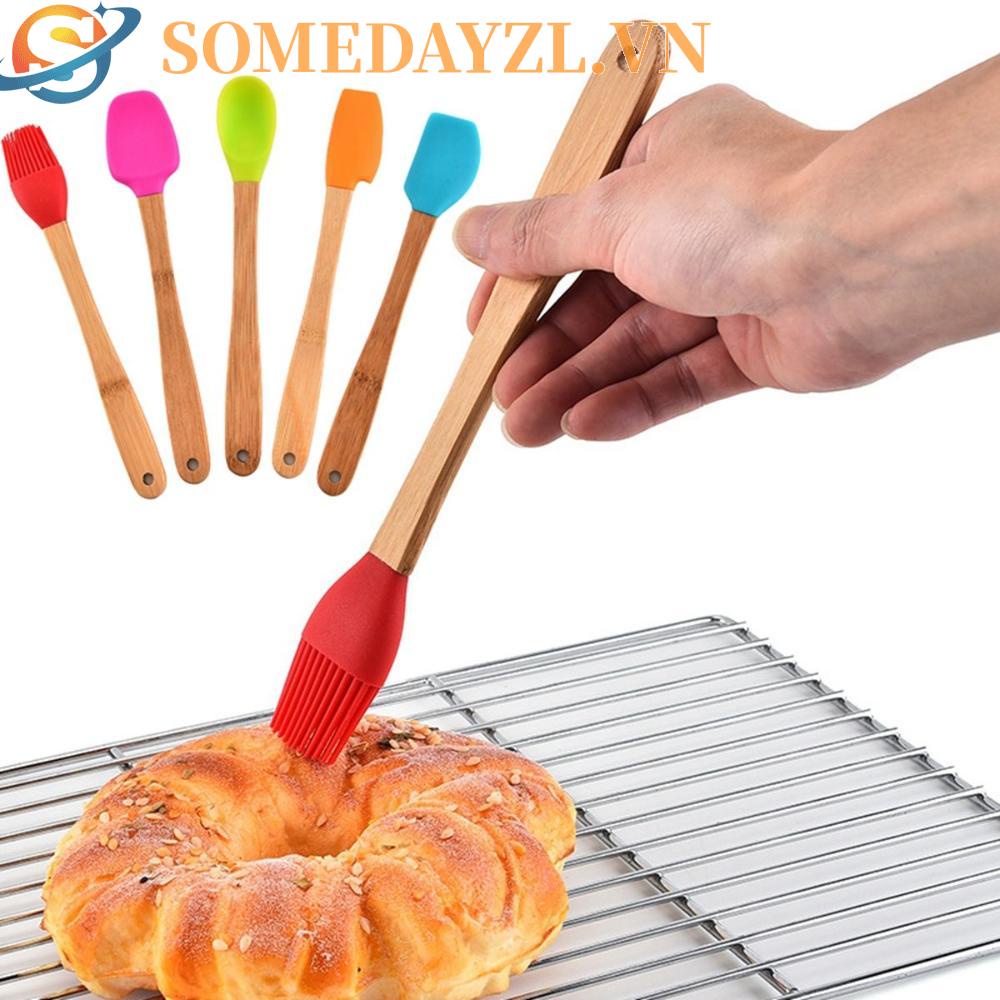 SOMEDAYZL Dụng Cụ Nạo Bột Làm Bánh Mini Tay Cầm Bằng Gỗ Chống Dính Chịu Nhiệt