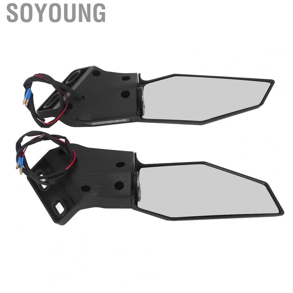 Soyoung Motorcycle Side Mirrors Swivel Wing Fin Multipurpose Aerodynamic with  Turn Signal for ZX10R ZX6R ZX636 2019-2022