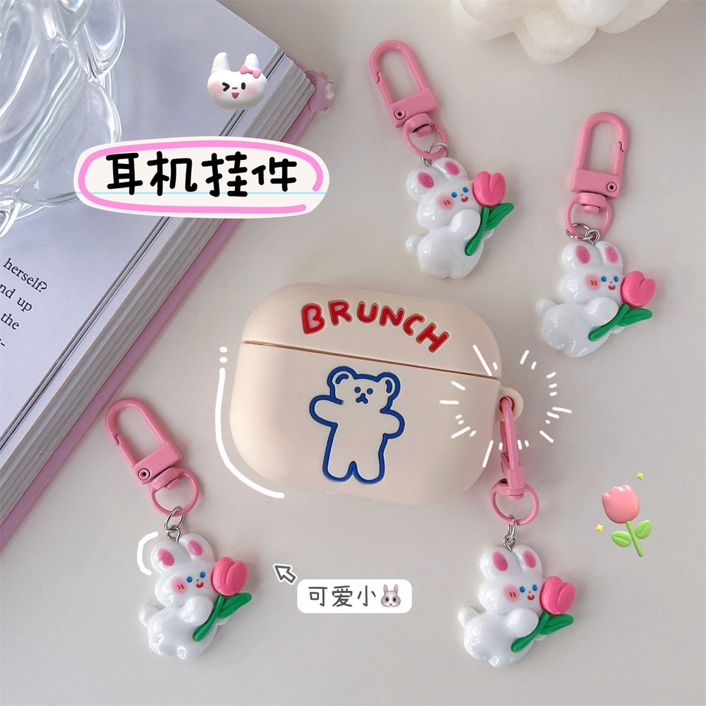 Móc Khóa Hình Hoa Tulip Và Thỏ Dễ Thương