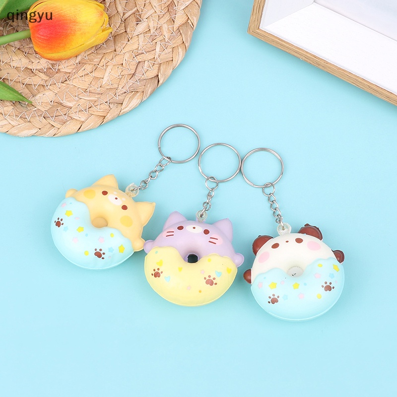 Qingyu Móc Khóa Đồ Chơi Mềm Dẻo Giảm Căng Thẳng Hình Bánh Donut