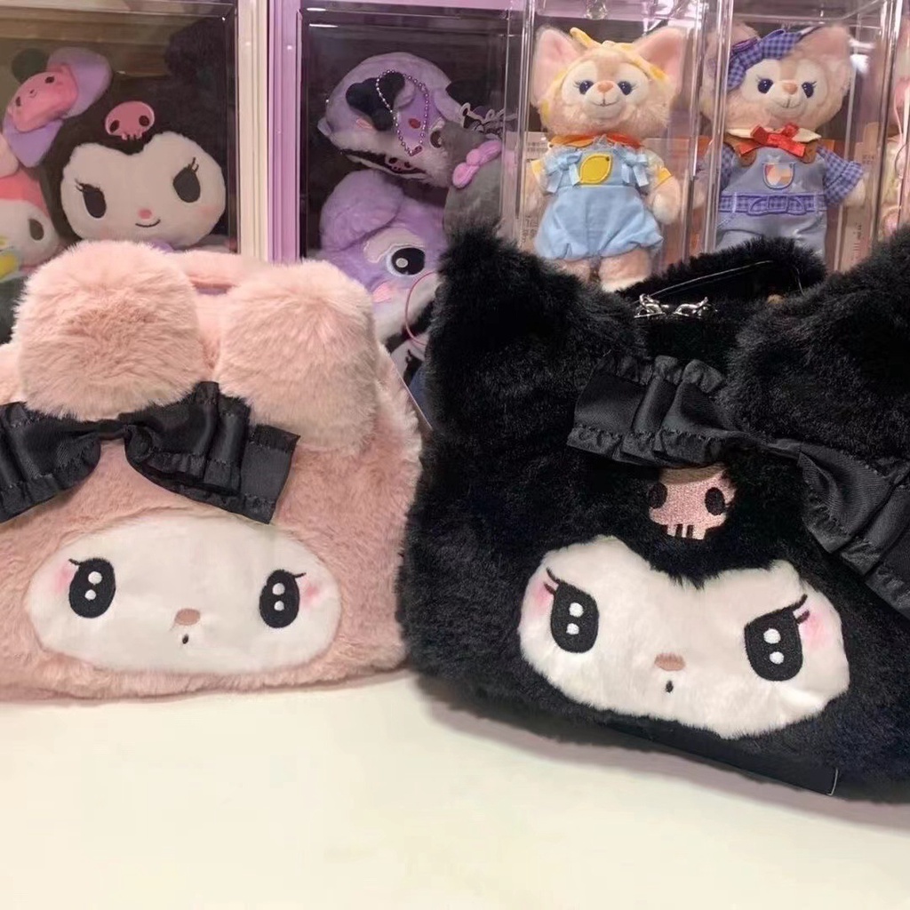 Dễ Thương Túi Đựng Mỹ Phẩm Thêu Hoạt Hình kuromi melody Nhồi Bông Cỡ Lớn Cầm Tay Tiện Lợi