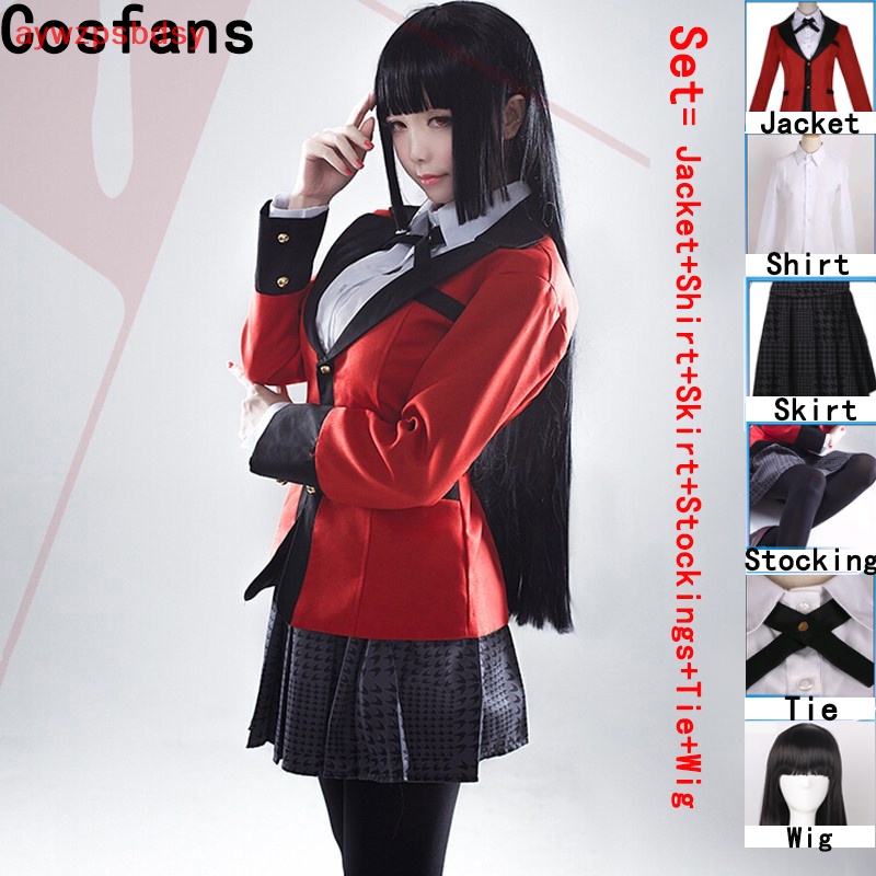 Nhân vật hoạt hình anime jabami yumeko đen dài thẳng tóc giả cosplay bên mới