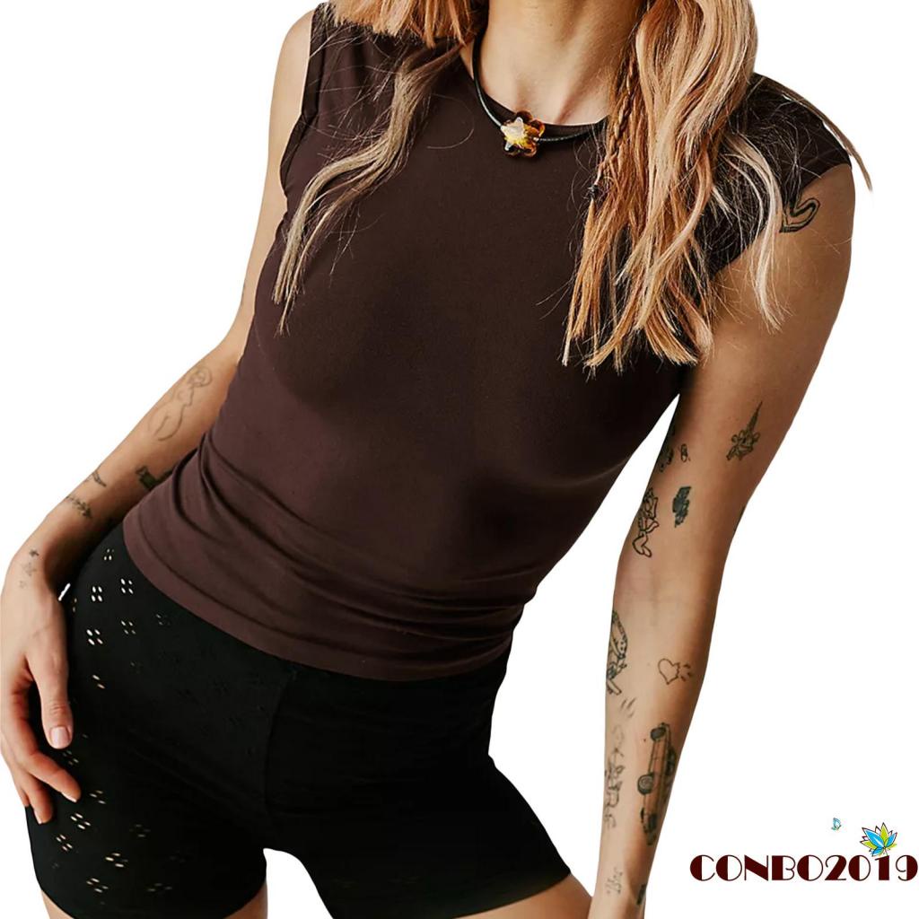 Áo Thun Crop Top Tay Ngắn Cổ Tròn Màu Sắc Đơn Giản Cho Nữ