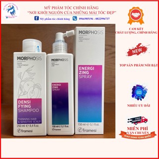 Dầu gội và xịt Framesi Morphosis chăm sóc tóc rụng và kích thích mọc tóc Densifying 250ml/150ml