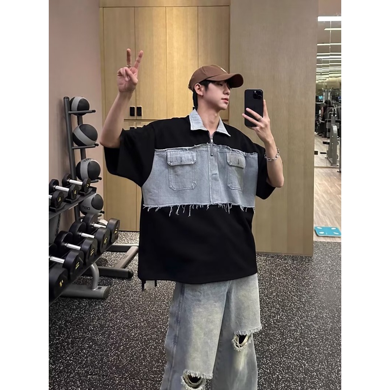 Áo Thun POLO Ngắn Tay Giả Hai Lớp Phong Cách Năng Động Trẻ Trung Dành Cho Nam