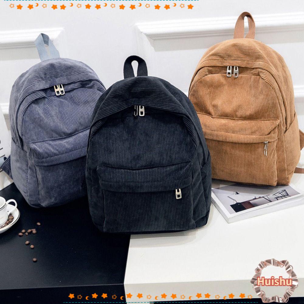 HS Ba Lô Đi Học / Du Lịch Sức Chứa Lớn Bằng Vải Nhung Kẻ Sọc Trọng Lượng Nhẹ Thiết Kế Mới