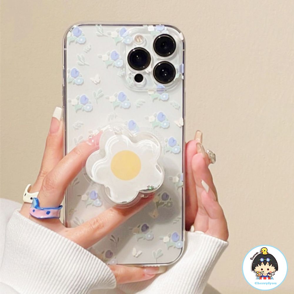 Ốp Điện Thoại TPU Mềm Trong Suốt Chống Rơi Chống Trượt Có Vòng Đỡ Hình Hoa Nhỏ Cho IPhone 11 12 13 14 Pro Max