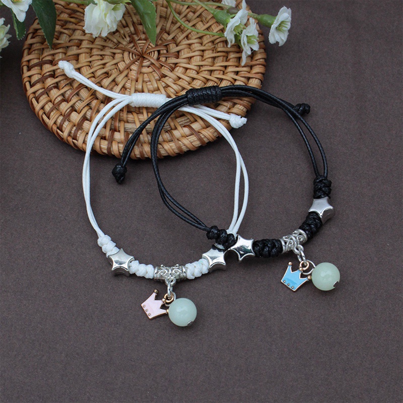 Ygt Set 2 Vòng Tay Dây Thừng Dạ Quang Dễ Thương Có Thể Điều Chỉnh Cho Nữ