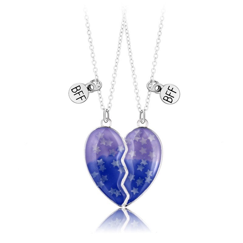 Ygt Set 2 Vòng cổ Mặt Trái Tim Từ Tính Phát Quang Nhiều Màu Sắc